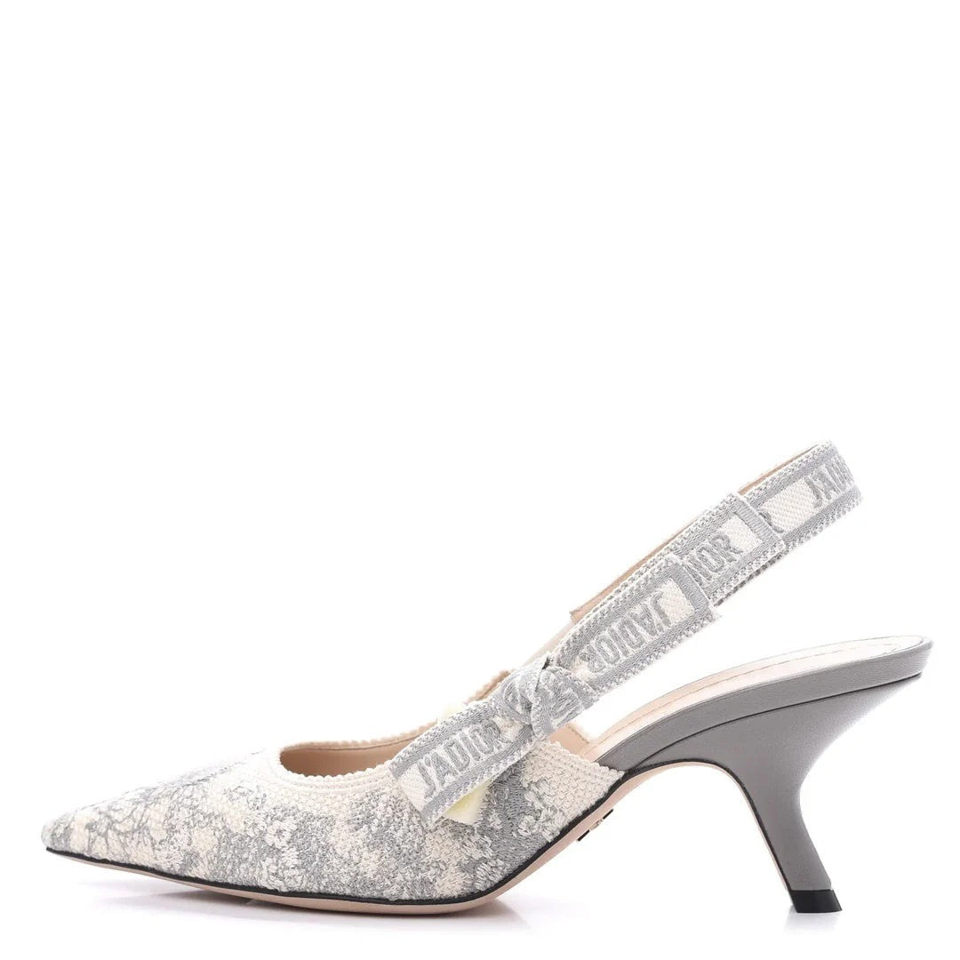 Christian Dior Toile de Jouy Sweet D Slingback Pump Grey