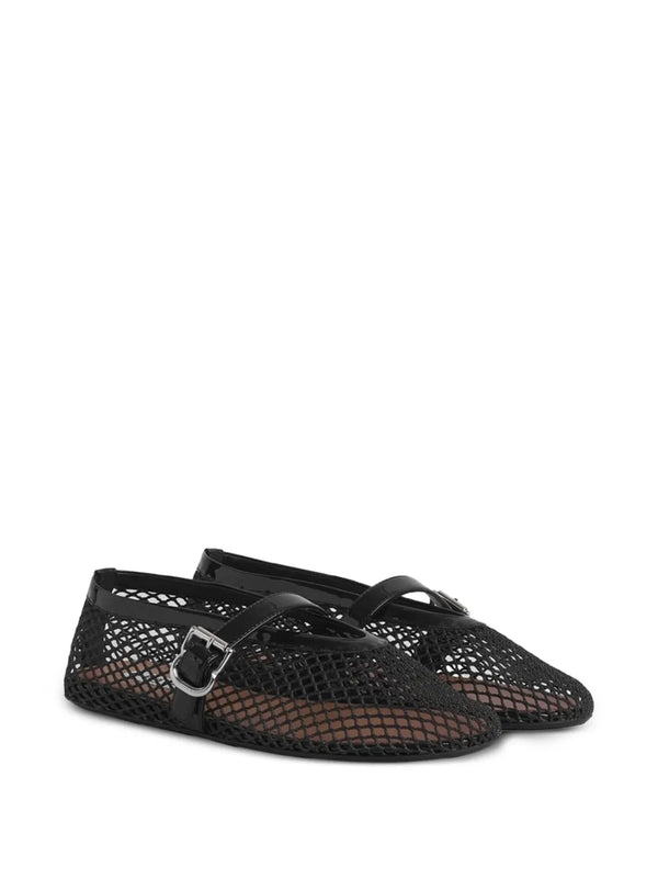 Alaïa Fishnet Mesh Ballet Flat — Beige