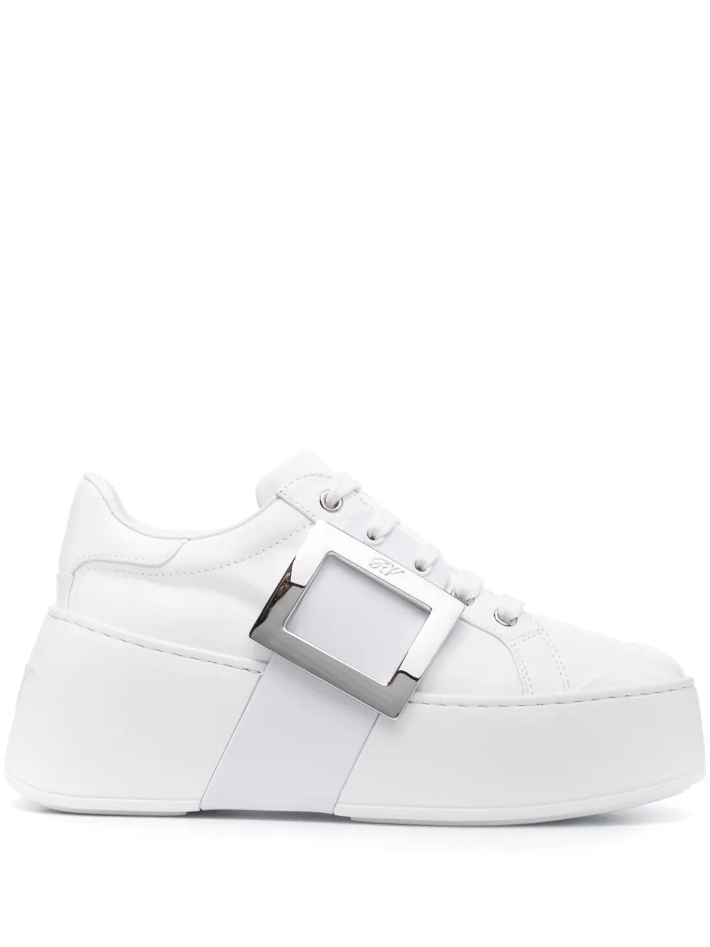 Roger Vivier Viv' Skate Suede Sneakers — Off White