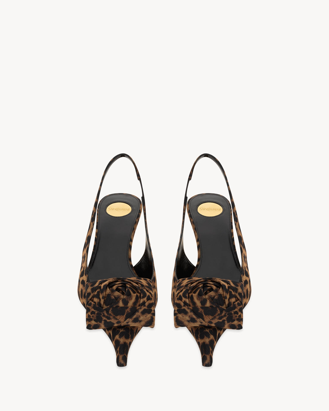 YSL Dakota Slingback Pumps In Leopard Silk Muslin