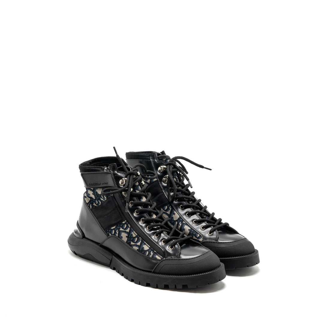 Dior Combat Mid Top Boots Dior Blue Oblique Black SHW