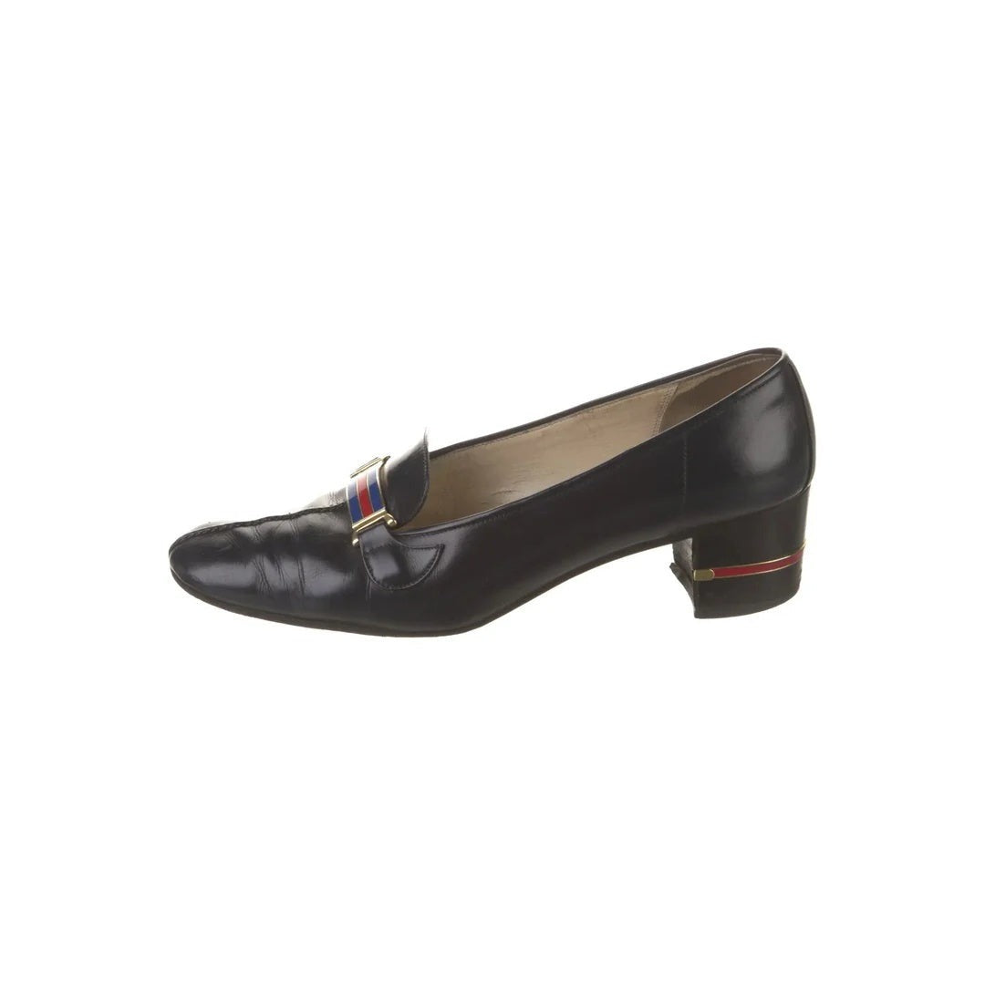 Gucci Sylvie Web Mid Heel Slingback Pumps Black