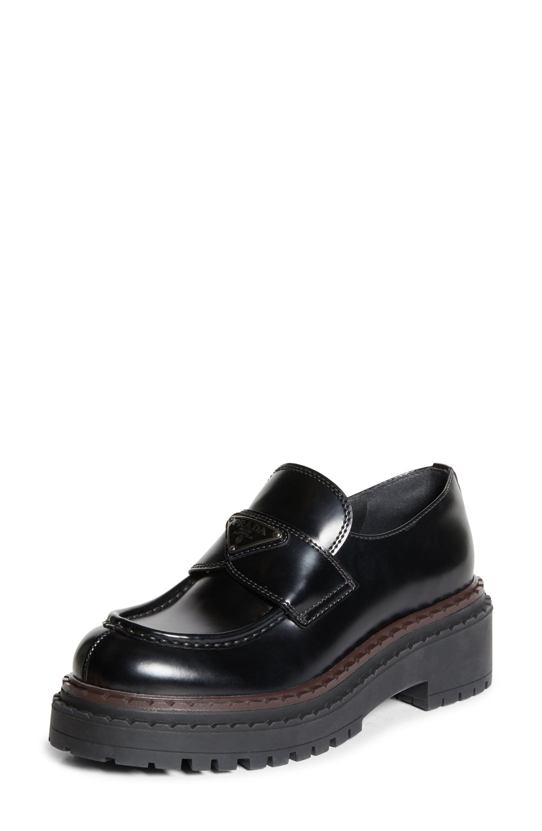 Prada Chocolate Brushed Leather Platform Loafer