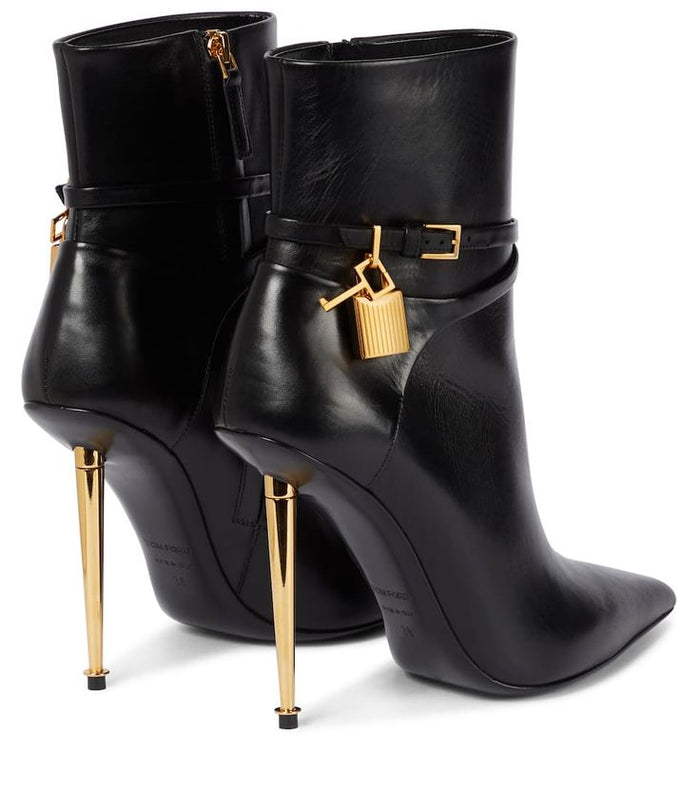 Tom Ford Padlock Pointed Pump — Burgundy