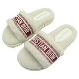 Christian Dior DWay Shearling Slide Sandals Cookie White 2