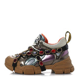 Gucci Flashtrek Mesh Calfskin Removable Crystals Sneakers White 1