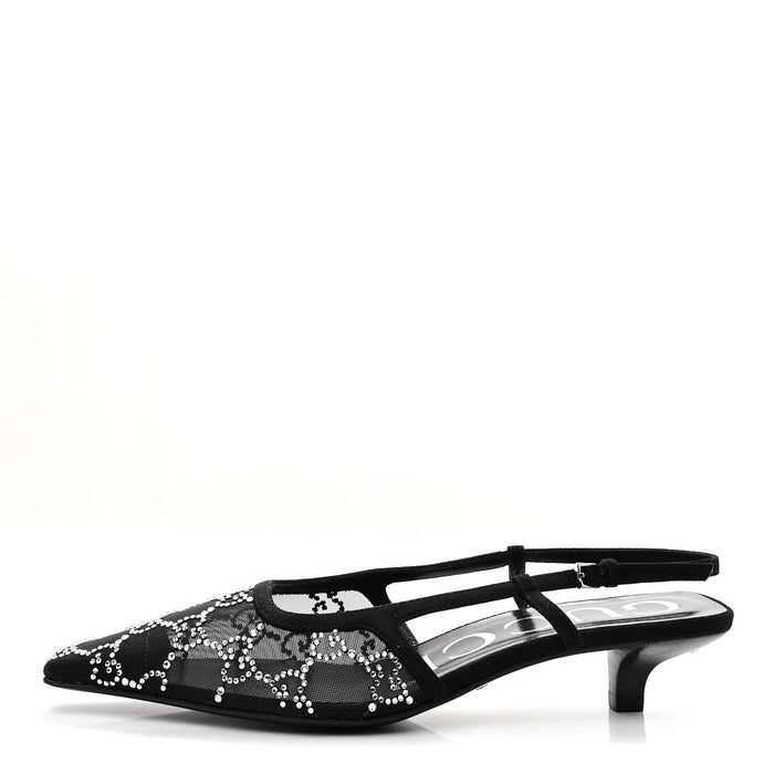 Gucci Crystal GG Monogram Slingback Pumps Black
