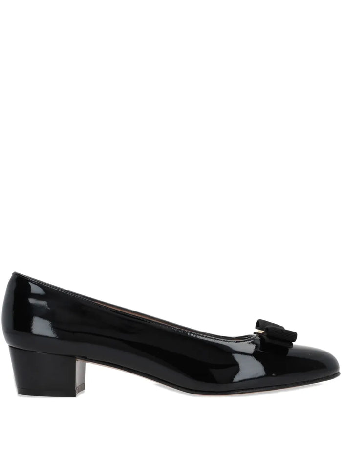 Salvatore Ferragamo Vara Bow Pump in Patent Leather — Black