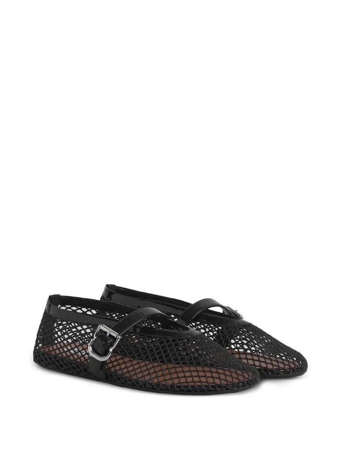 Alaïa Fishnet Mesh Ballet Flat — Beige