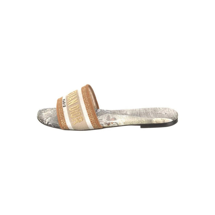 Christian Dior DWay Miss Dior Flat Slide Sandals Azure Pale Tan & Beige