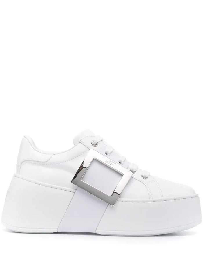 Roger Vivier Viv' Skate Suede Sneakers — Off White