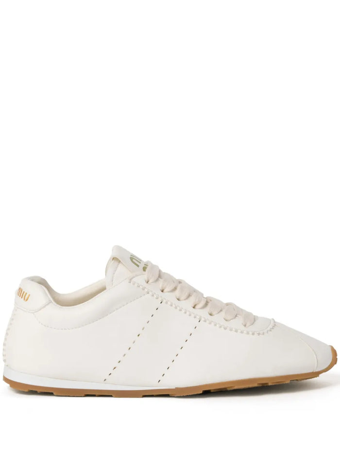 Miu Miu Wander Hairy Leather Sneakers — White