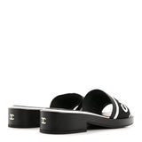 Chanel Lambskin Embroidered CC Mule Sandal 35 Black White 5