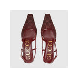 Gucci Crystal GG Monogram Slingback Pumps Burgundy & Red 3