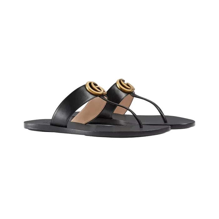 Gucci Vittoria Thong Sandal, Leather Black