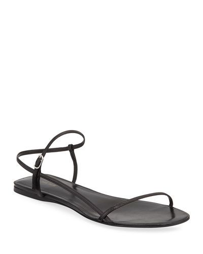 The Row Bare Flat Sandal in Tan Calfskin — Tan