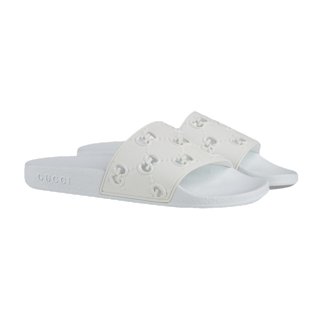 Gucci Monogram Web GG Slide Sandals Off White