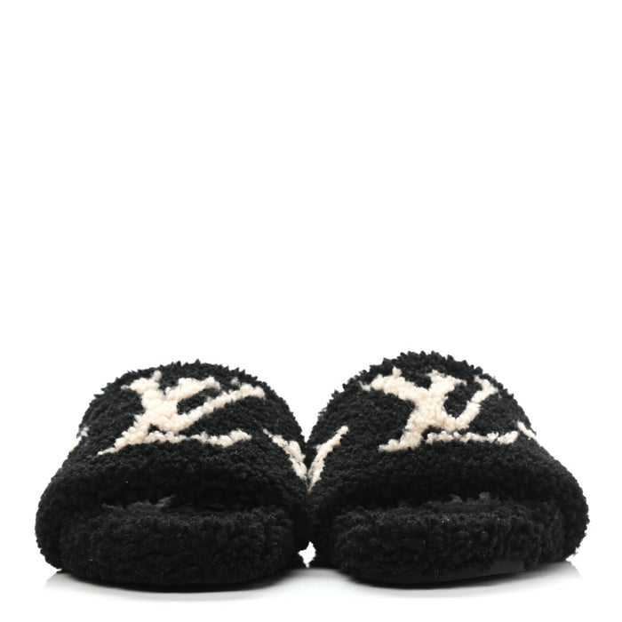 Louis Vuitton Shearling Bom Dia Flat Mule in Black