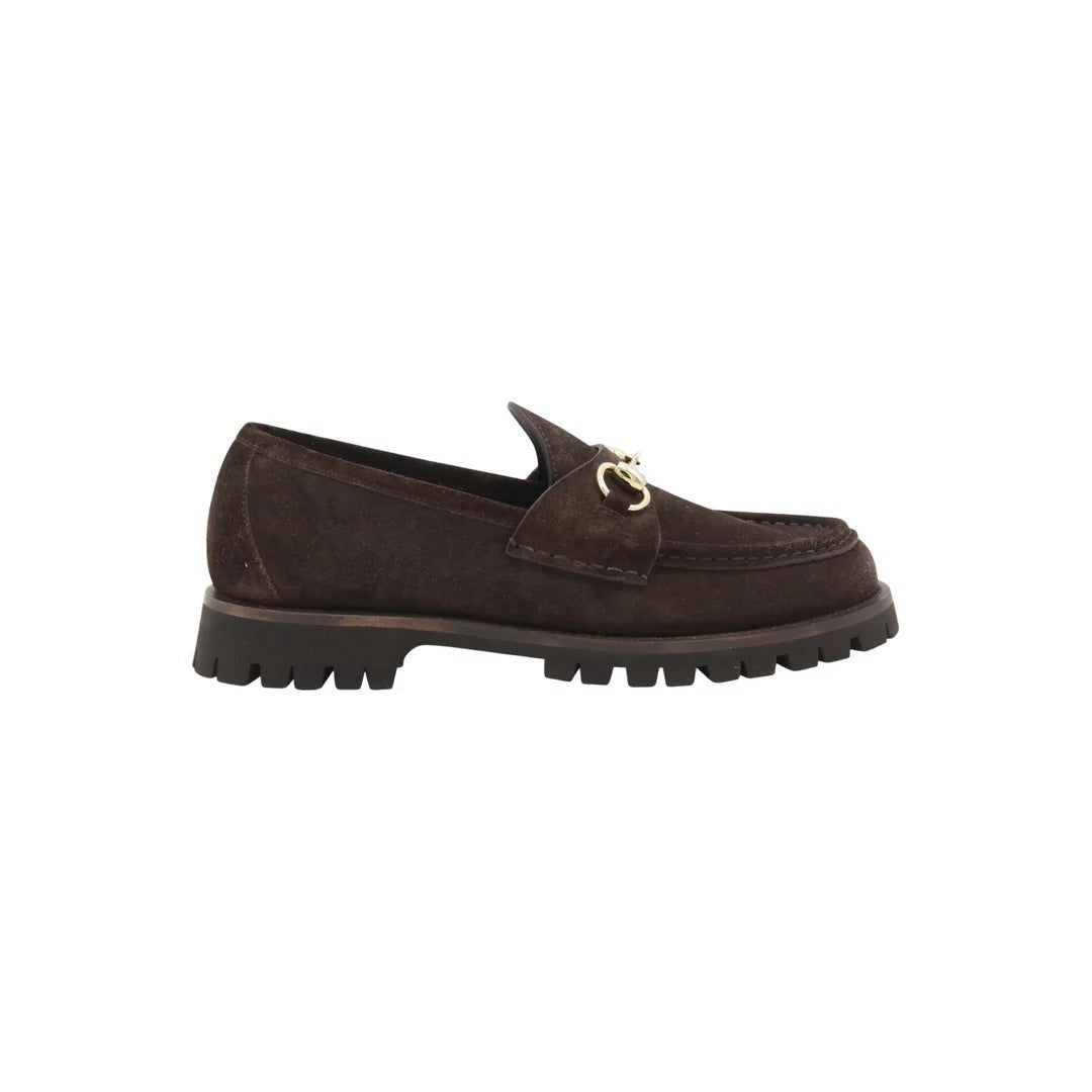 Gucci Flat Shoes Calf Leather/Leather Sole Dark Brown