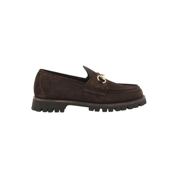 Gucci Flat Shoes Calf Leather/Leather Sole Dark Brown
