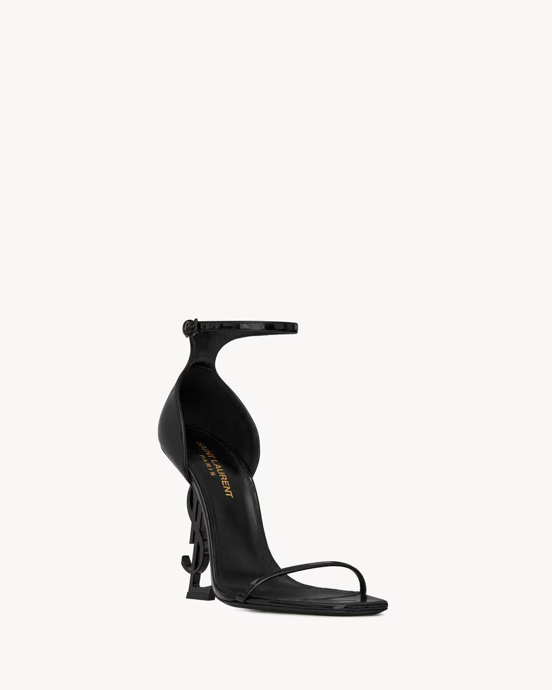 YSL Opyum Sandals in Patent Leather Black Emblem