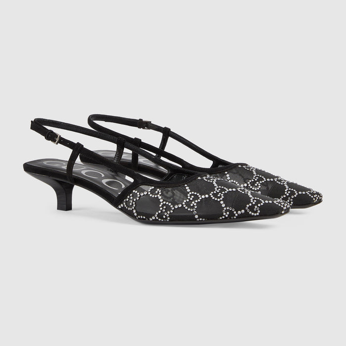 Gucci Slingback Pump Lace and Crystal
