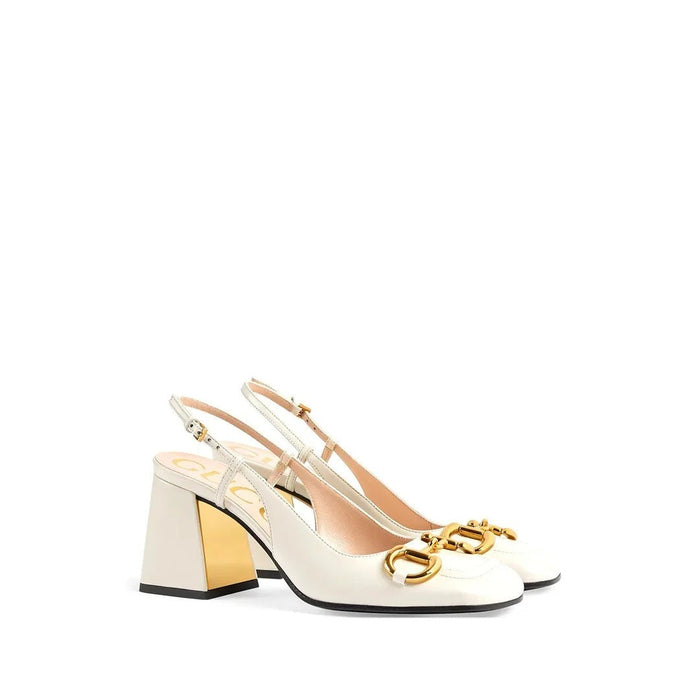 Gucci Calfskin Horsebit Loafer Pumps Bright White (Slingback)