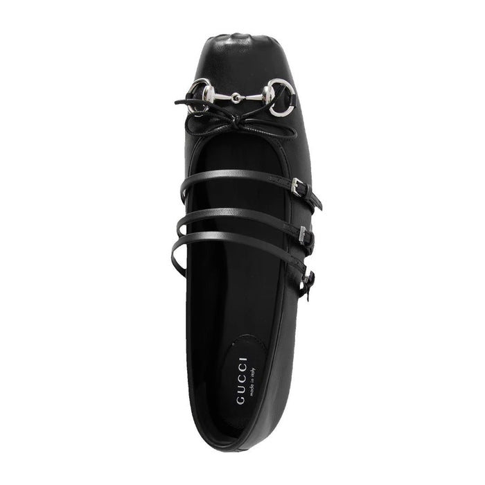 Gucci Horsebit Leather Ballet Flats Black