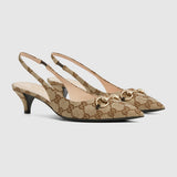 Gucci Horsebit Slingback Pump Brown and Blue 5