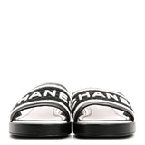 Chanel Lambskin Embroidered CC Mule Sandal 35 Black White 3
