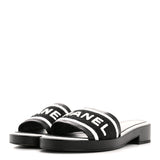 Chanel Lambskin Embroidered CC Mule Sandal 35 Black White 4