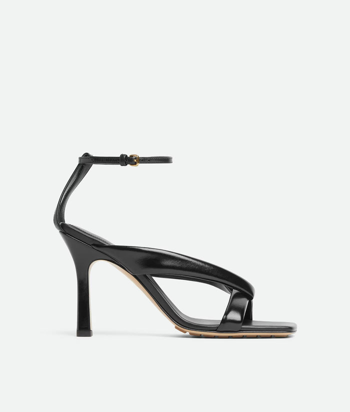 Bottega Veneta Riva Padded Glossed-leather Sandals Black