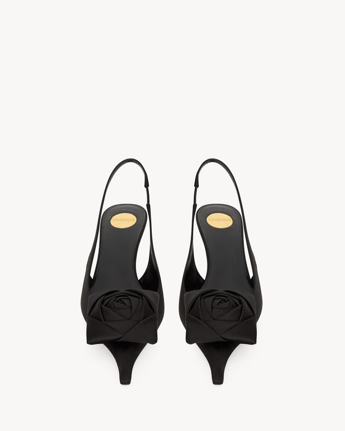 Saint Laurent Dakota Slingback Pumps In Satin Crepe