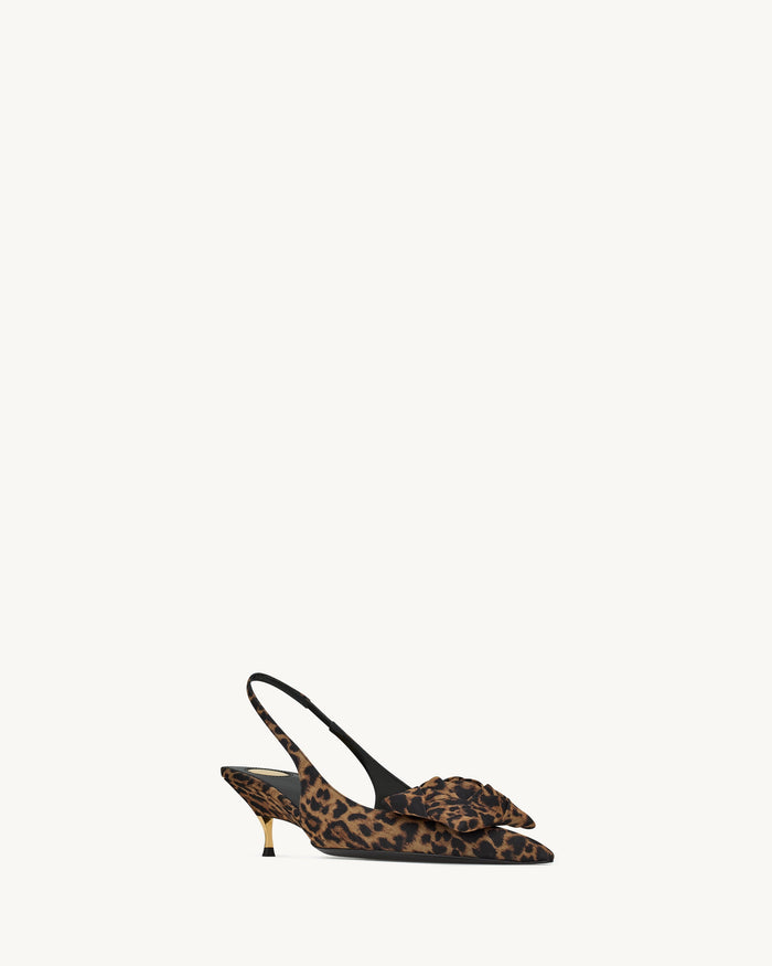 YSL Dakota Slingback Pumps In Leopard Silk Muslin