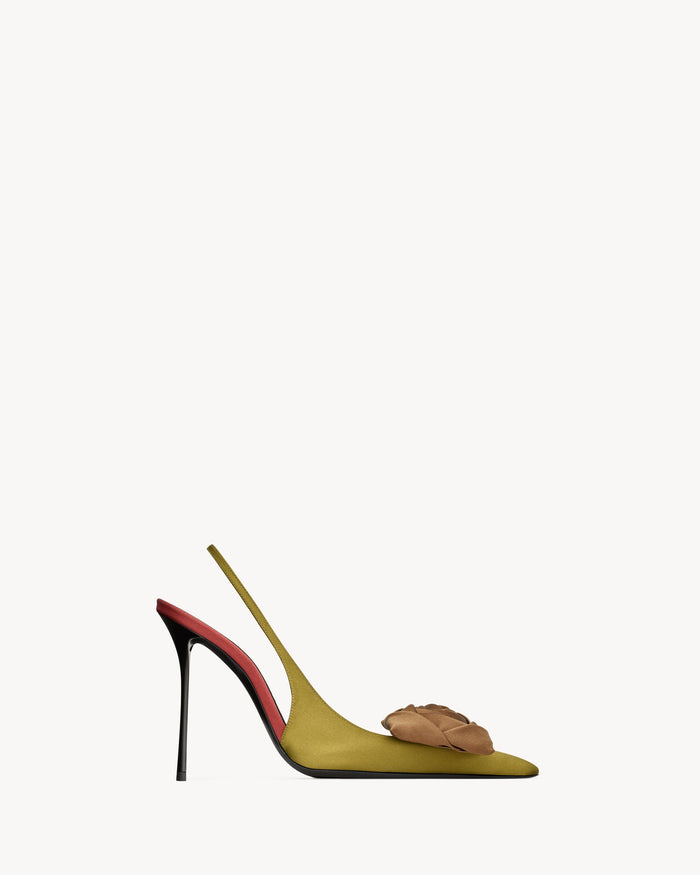 Saint Laurent Amalia Slingback Pumps In Satin Crepe