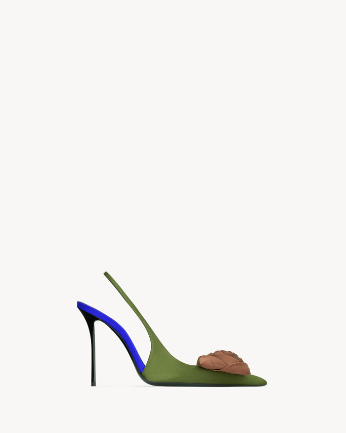 Saint Laurent Amalia Slingback Pumps In Satin Crepe