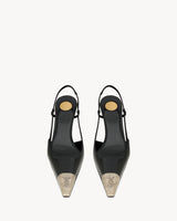 YSL Jeanne Slingback Pumps In Glazed Leather 2