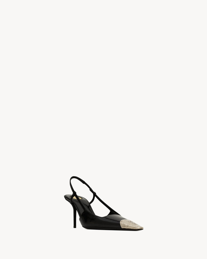 YSL Jeanne Slingback Pumps In Glazed Leather