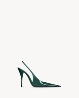 YSL P.A.R.I.S Slingback Pumps In Leather Forest Green 1