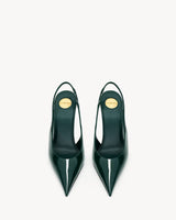 YSL P.A.R.I.S Slingback Pumps In Leather Forest Green 3