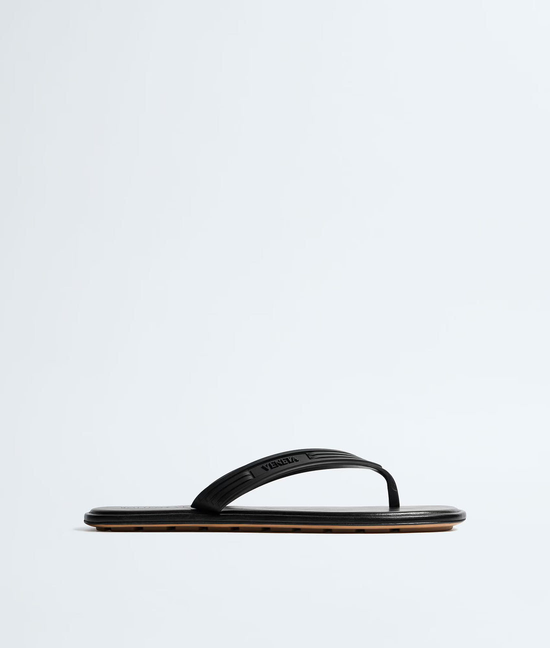 Bottega Veneta Sampieri Flat Thong Rubber Flip Flops Black
