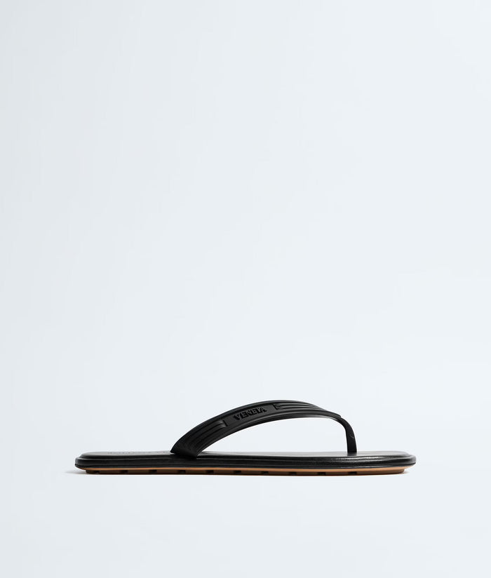 Bottega Veneta Sampieri Flat Thong Rubber Flip Flops Black