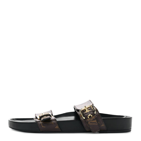Louis Vuitton Bom Dia Flat Mule in Black Patent Monogram