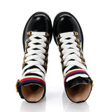 Gucci Sylvie Web Lace Up Combat Boots Black 2