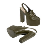 Gucci Horsebit Platform Loafer Slingback, Leather Green 1
