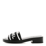 Chanel Lambskin Embroidered CC Mule Sandal 35 Black White 1