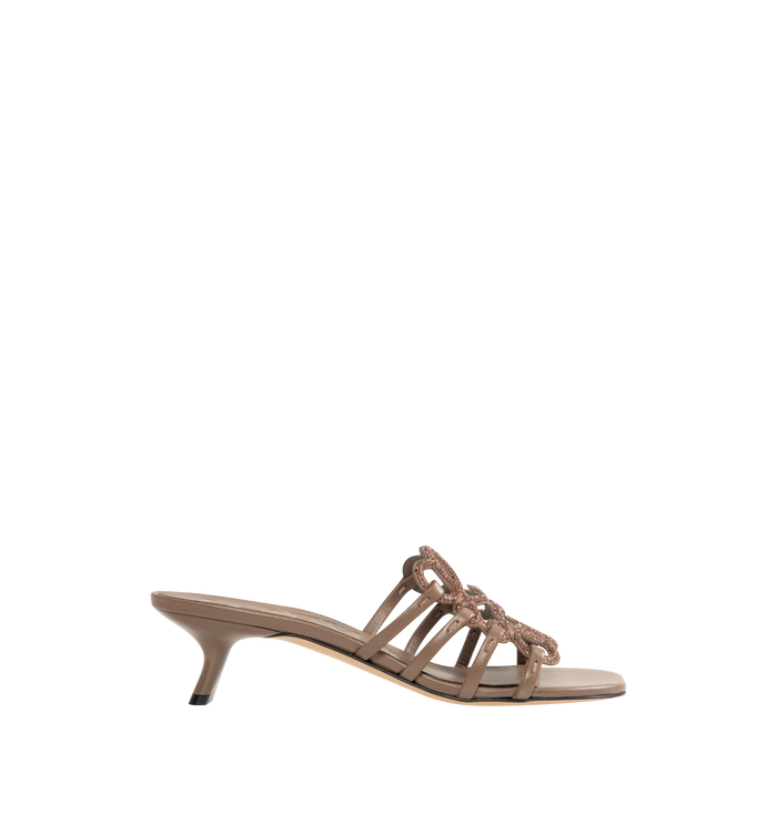 Loewe Petal Anagram Slide in Beige Rhinestone Suede