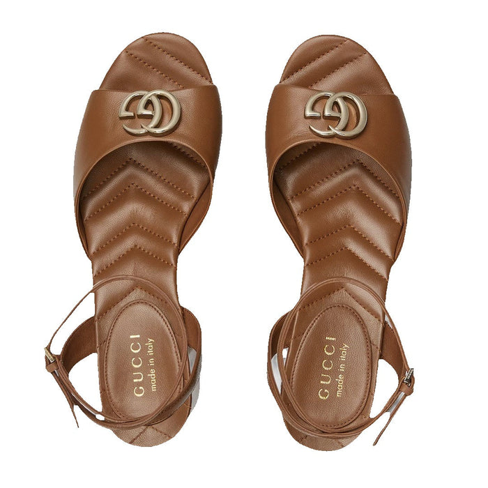 Gucci Double G Platform Clog Brown
