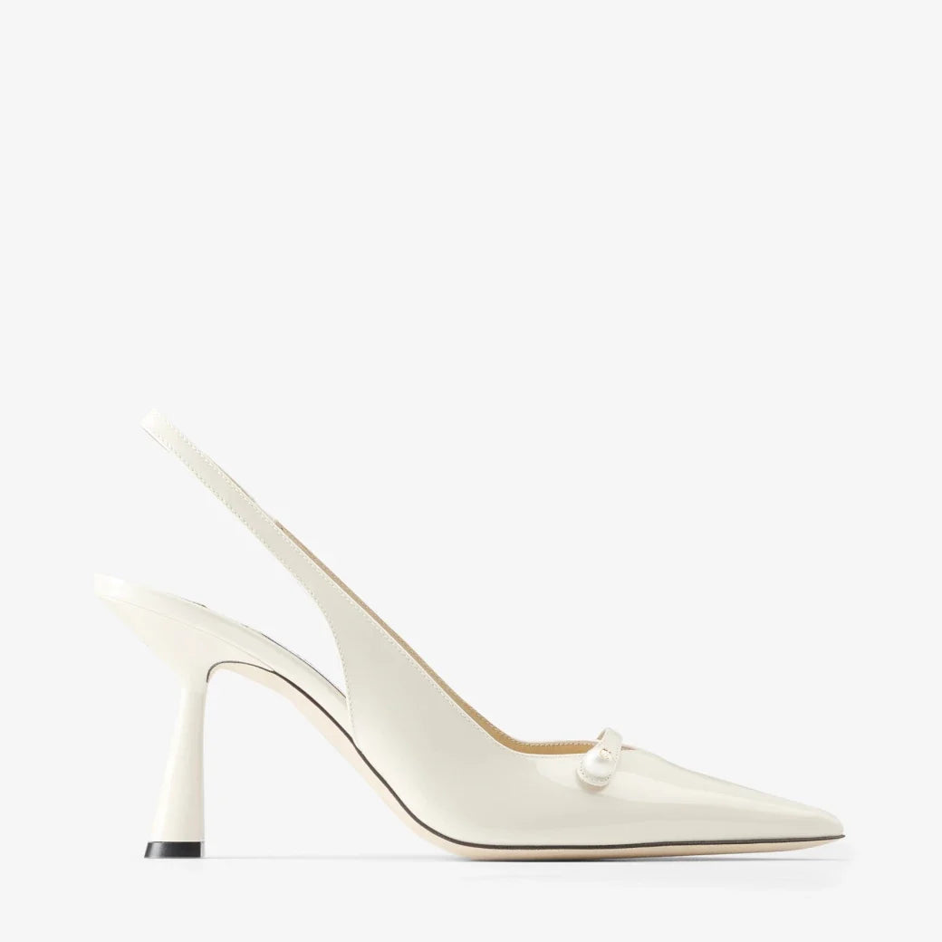 Jimmy Choo Amita 85 Embellished Patent-Leather Slingback Pumps
