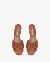 YSL Tribute Sandals in Smooth Leather Amber 2